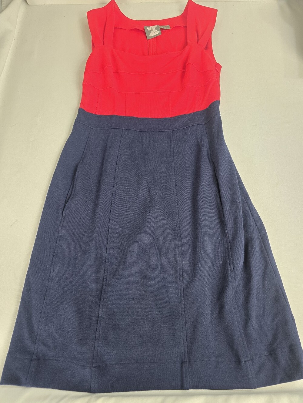 Girls from Savoy Anthropologie Navy Blue Red Ponte Knit Sheath Dress Size 6